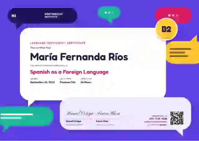 Speech Bubbles language proficiency certificate template