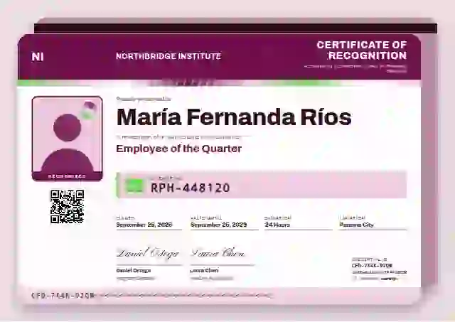 Licence Card Raspberry employee recognition certificate template