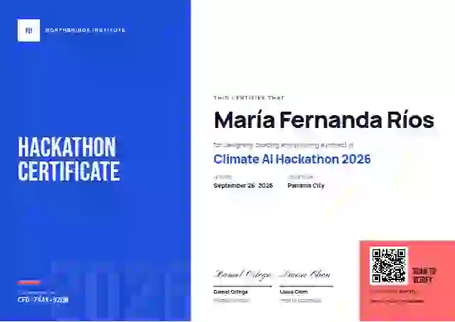 Plantilla de certificado Color Block Cobalt de hackatón