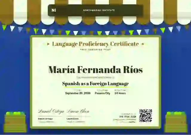 Market Awning Marigold language proficiency certificate template