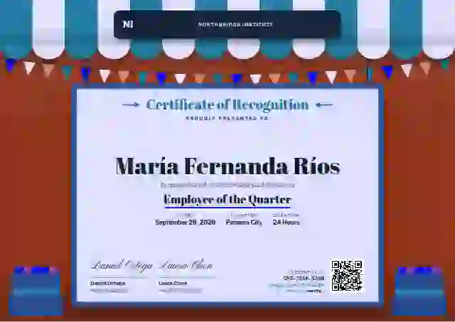 Market Awning Cerulean employee recognition certificate template