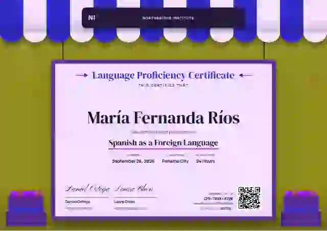 Market Awning Ultramarine language proficiency certificate template