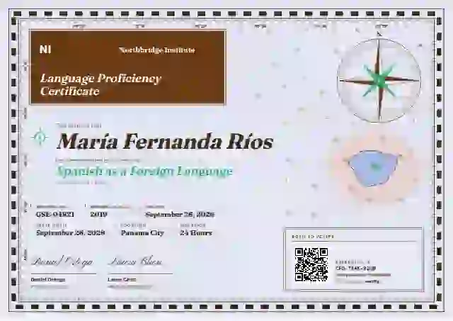 Nautical Chart Tangerine language proficiency certificate template