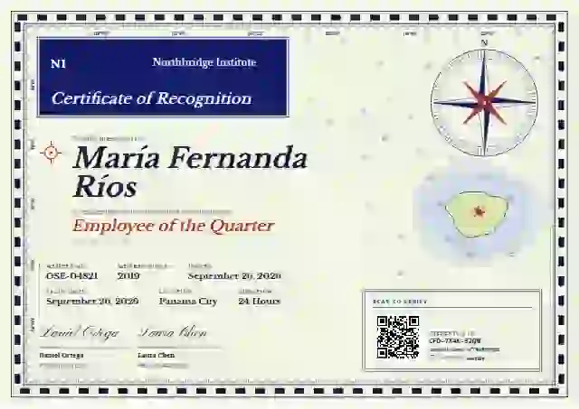 Plantilla de certificado Nautical Chart Ultramarine de reconocimiento a colaboradores