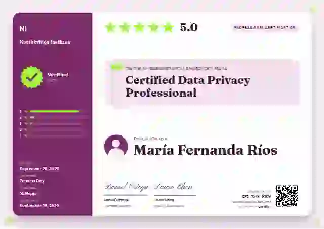 Review Card Magenta professional certification certificate template