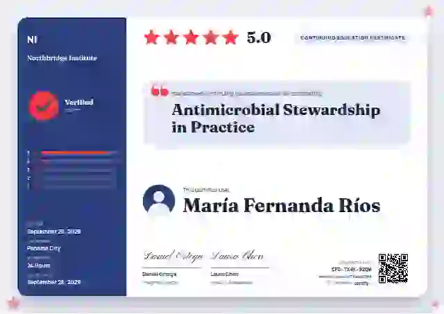 Review Card Sapphire continuing education certificate template