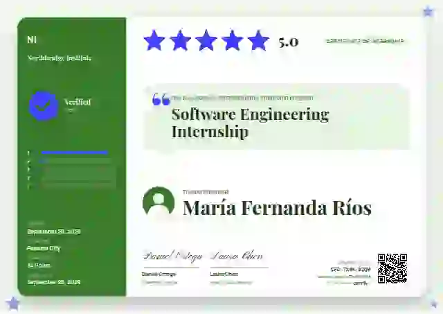 Review Card Soft Fern internship certificate template
