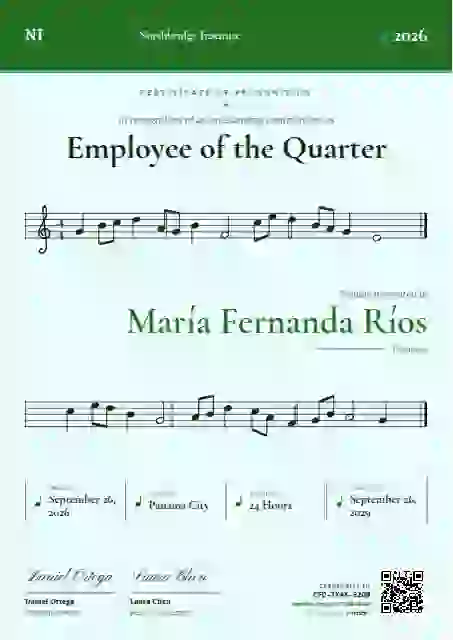 Sheet Music Meadow employee recognition certificate template