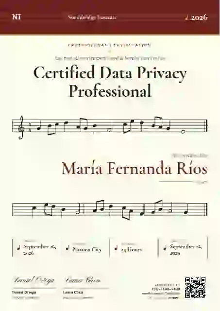 Sheet Music Scarlet professional certification certificate template