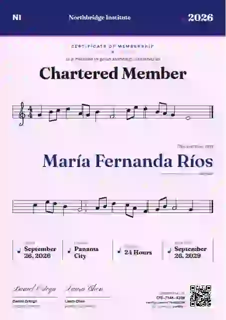 Sheet Music Ultramarine membership certificate template