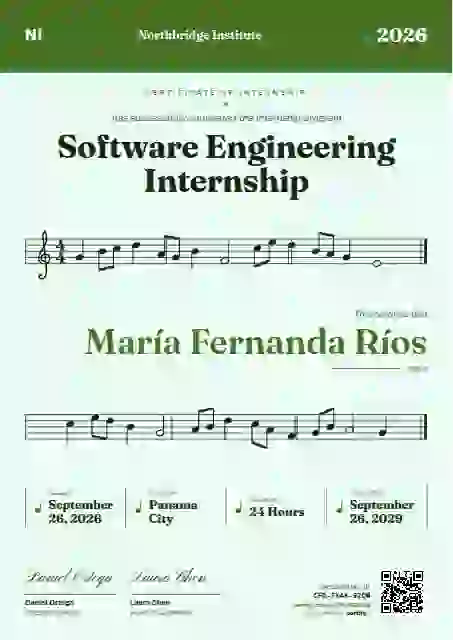 Sheet Music Fern internship certificate template