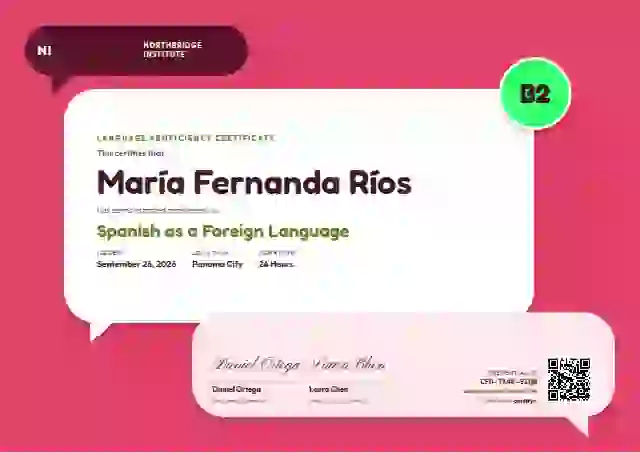 Plantilla de certificado Speech Bubbles Lime de dominio de idiomas