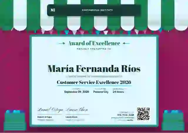 Plantilla de certificado Market Awning Jade Tall Awning de premios y logros