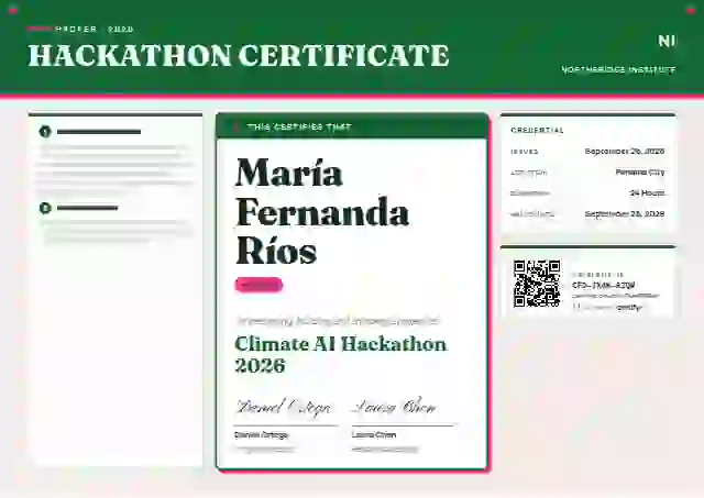 Plantilla de certificado Poster Session Jade No Charts de hackatón