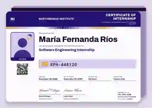 Licence Card Violet No Machine Strip internship certificate template