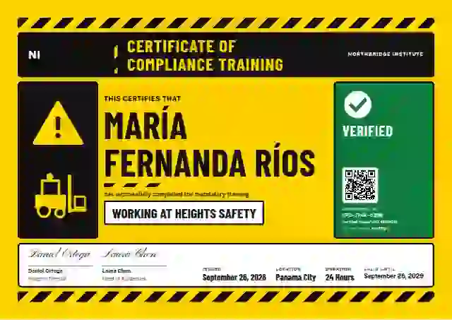 Hazard Sign compliance and safety certificate template