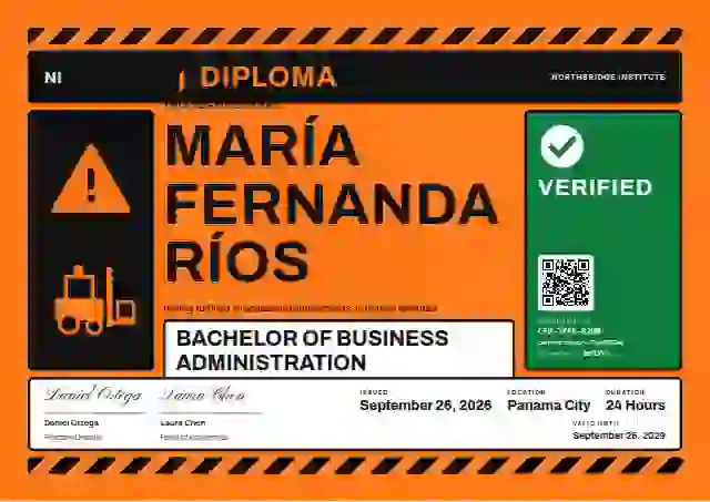Hazard Sign Safety Orange academic diploma certificate template