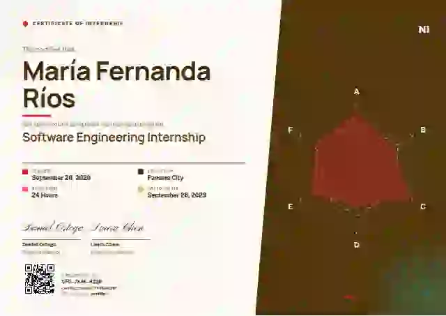 Radar Chart Amber internship certificate template