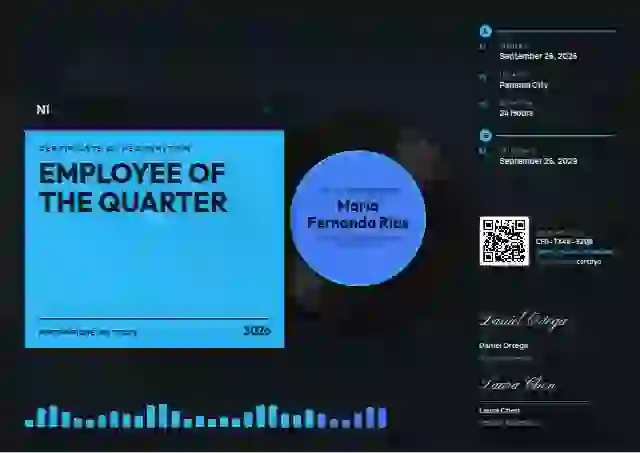 Vinyl Sleeve Cerulean employee recognition certificate template