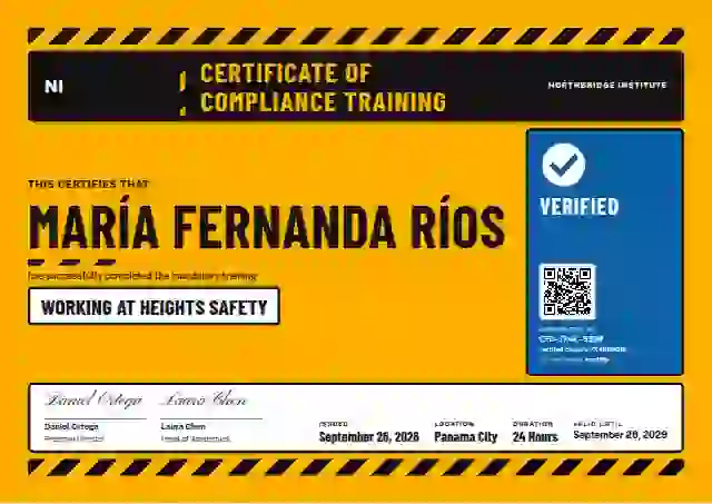 Hazard Sign Amber compliance and safety certificate template