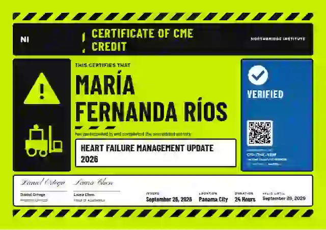 Hazard Sign Hi-Vis Lime healthcare and cme certificate template