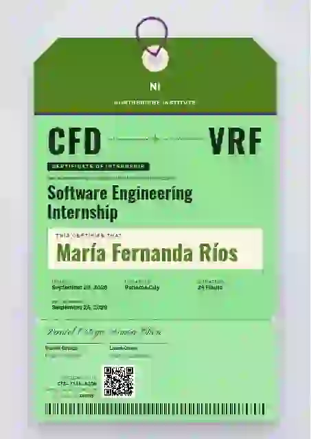Luggage Tag Fern internship certificate template