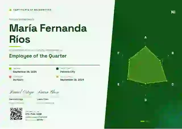 Radar Chart Meadow employee recognition certificate template