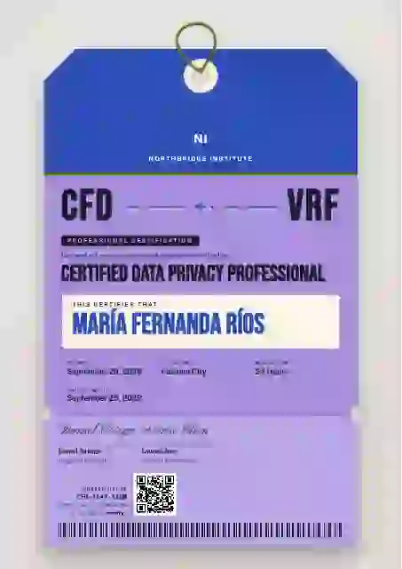 Luggage Tag Sapphire professional certification certificate template