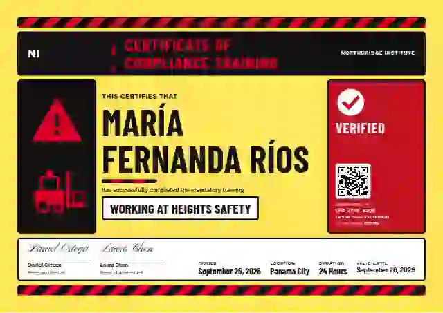 Hazard Sign Pale Lemon compliance and safety certificate template