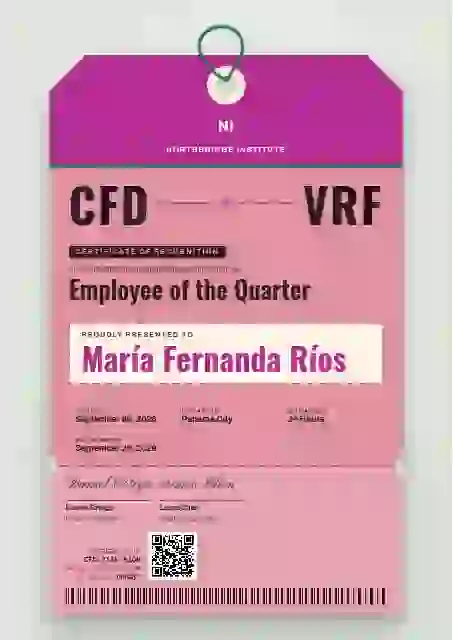 Luggage Tag Magenta employee recognition certificate template