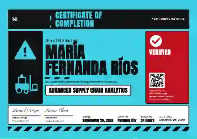 Hazard Sign Sky Cyan course completion certificate template