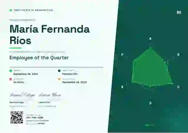 Radar Chart Seafoam employee recognition certificate template