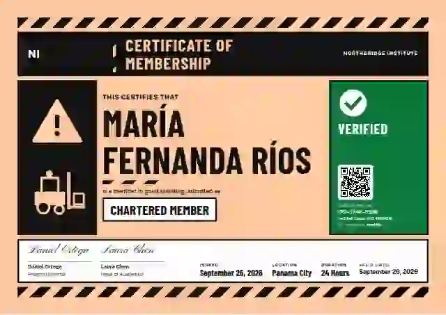 Hazard Sign Pastel Peach membership certificate template