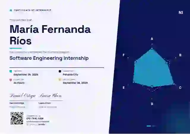 Radar Chart Ultramarine internship certificate template