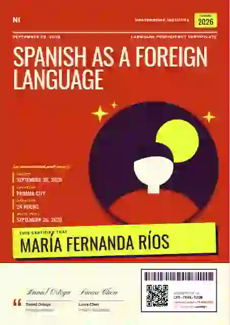 Magazine Cover Vermilion language proficiency certificate template