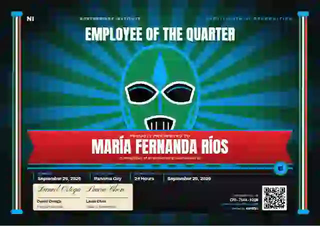 Lucha Libre Jade employee recognition certificate template