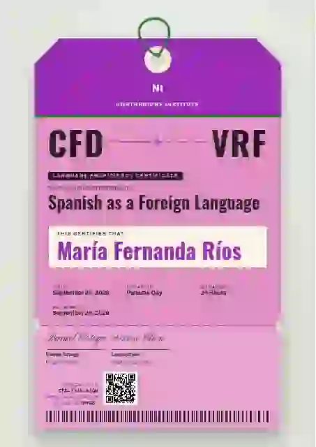 Luggage Tag Orchid language proficiency certificate template