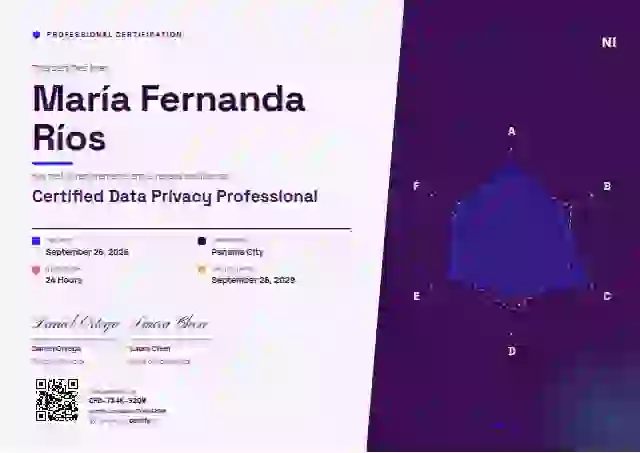 Radar Chart Orchid professional certification certificate template