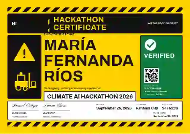 Hazard Sign Jade Tall Plate hackathon certificate template