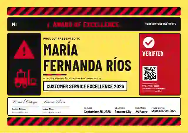 Hazard Sign Pale Lemon Thick Stripes awards and achievement certificate template