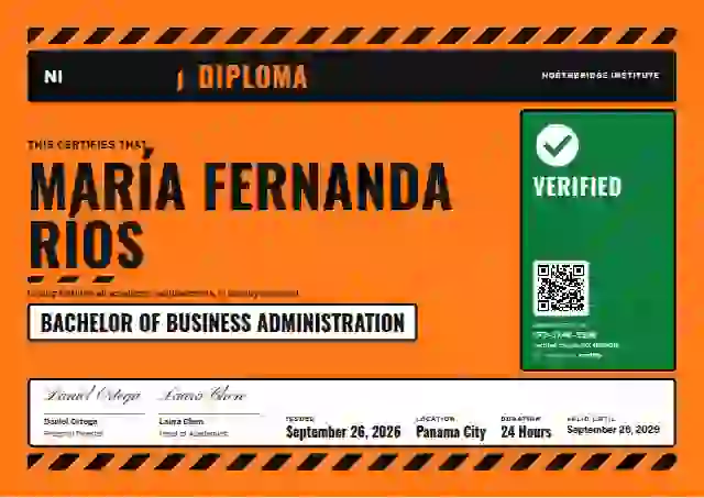 Hazard Sign Safety Orange No Pictogram academic diploma certificate template