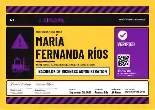 Hazard Sign Light Gold Thick Stripes academic diploma certificate template