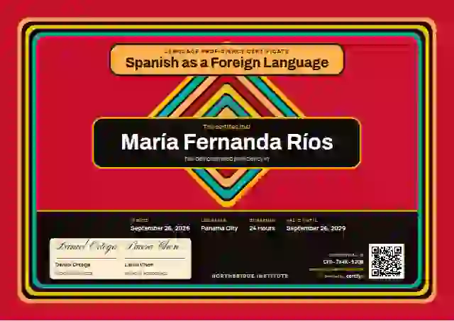 Mola Panel Amber No Wings language proficiency certificate template