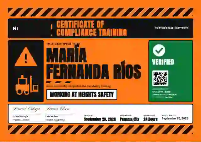 Hazard Sign Safety Orange Thick Stripes compliance and safety certificate template