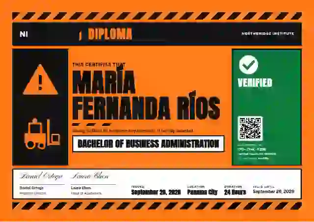 Hazard Sign Safety Orange Square Corners 2 academic diploma certificate template