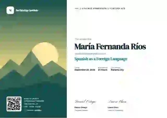 Plantilla de certificado Duotone Teal de dominio de idiomas