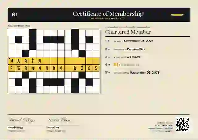Plantilla de certificado Crossword Azure de membresía