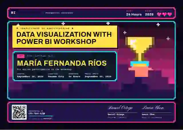Plantilla de certificado Pixel Arcade Marigold de webinar y taller