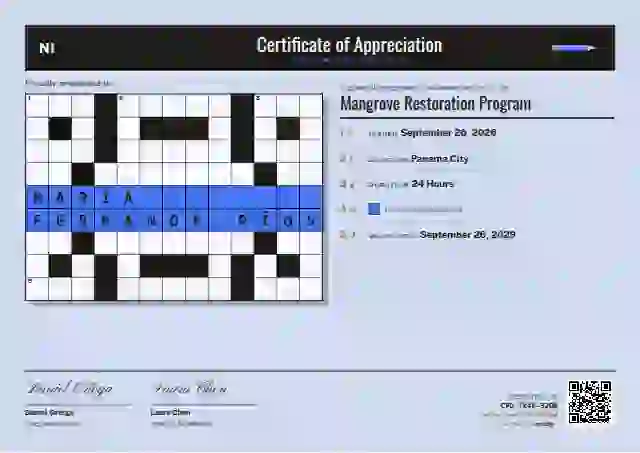 Plantilla de certificado Crossword Amber de reconocimiento a voluntarios