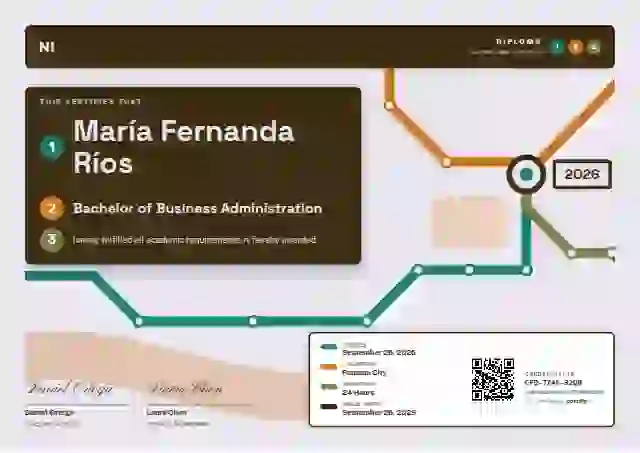 Plantilla de certificado Metro Map Seafoam de diploma académico